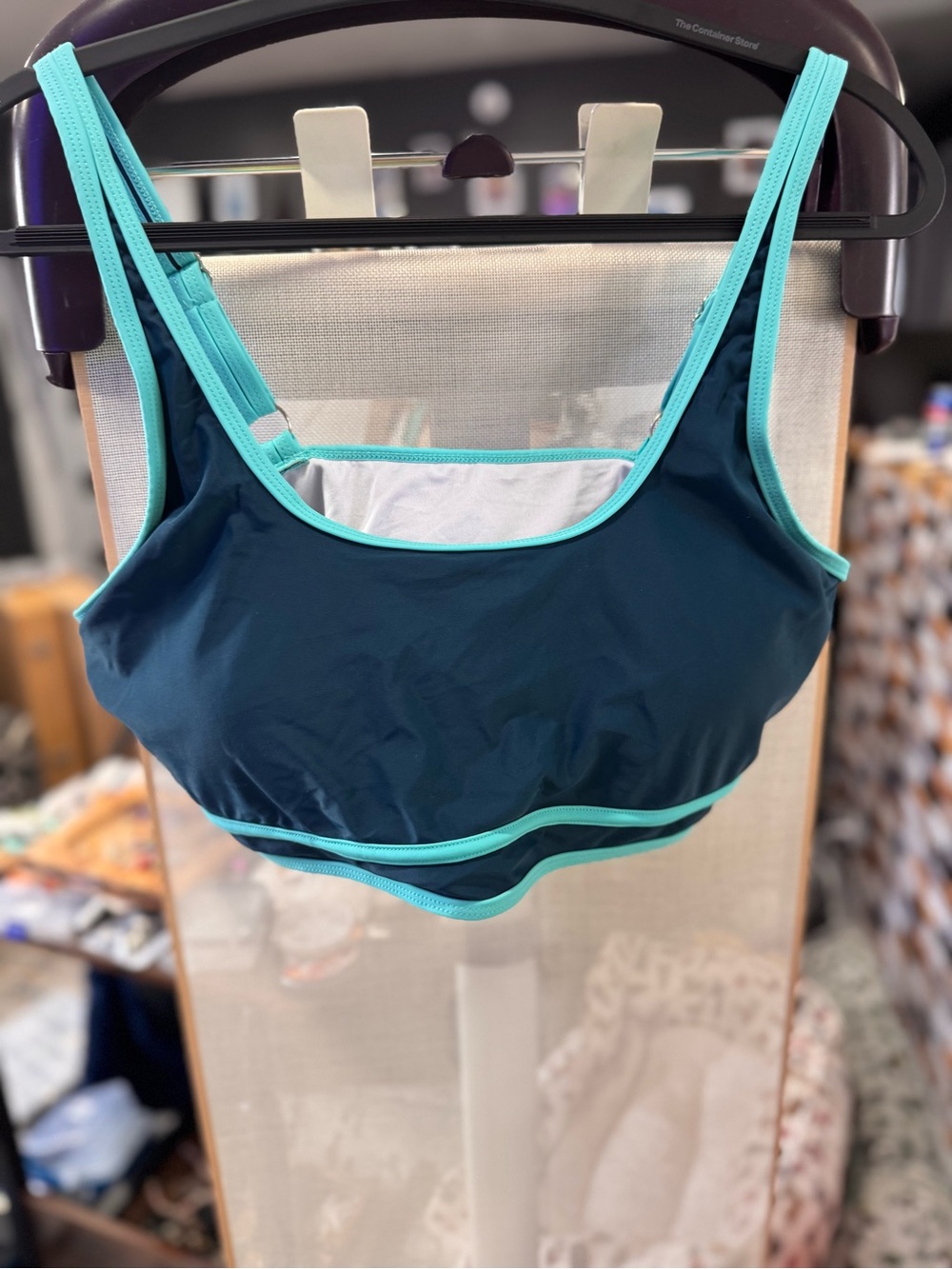 Cupshe Navy Bikini Top with Aqua Trim